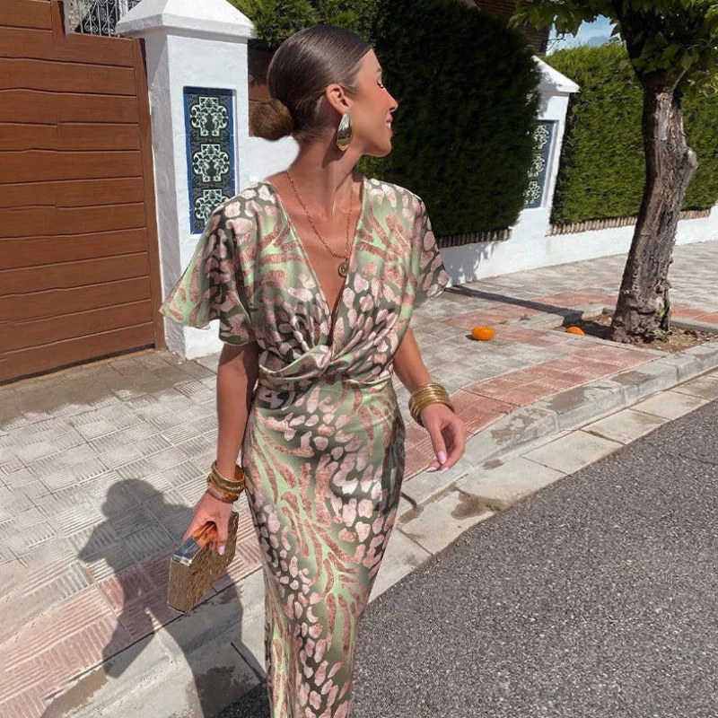 Damen elegantes Cocktailkleid mit V-Ausschnitt | Maxi - Image 2