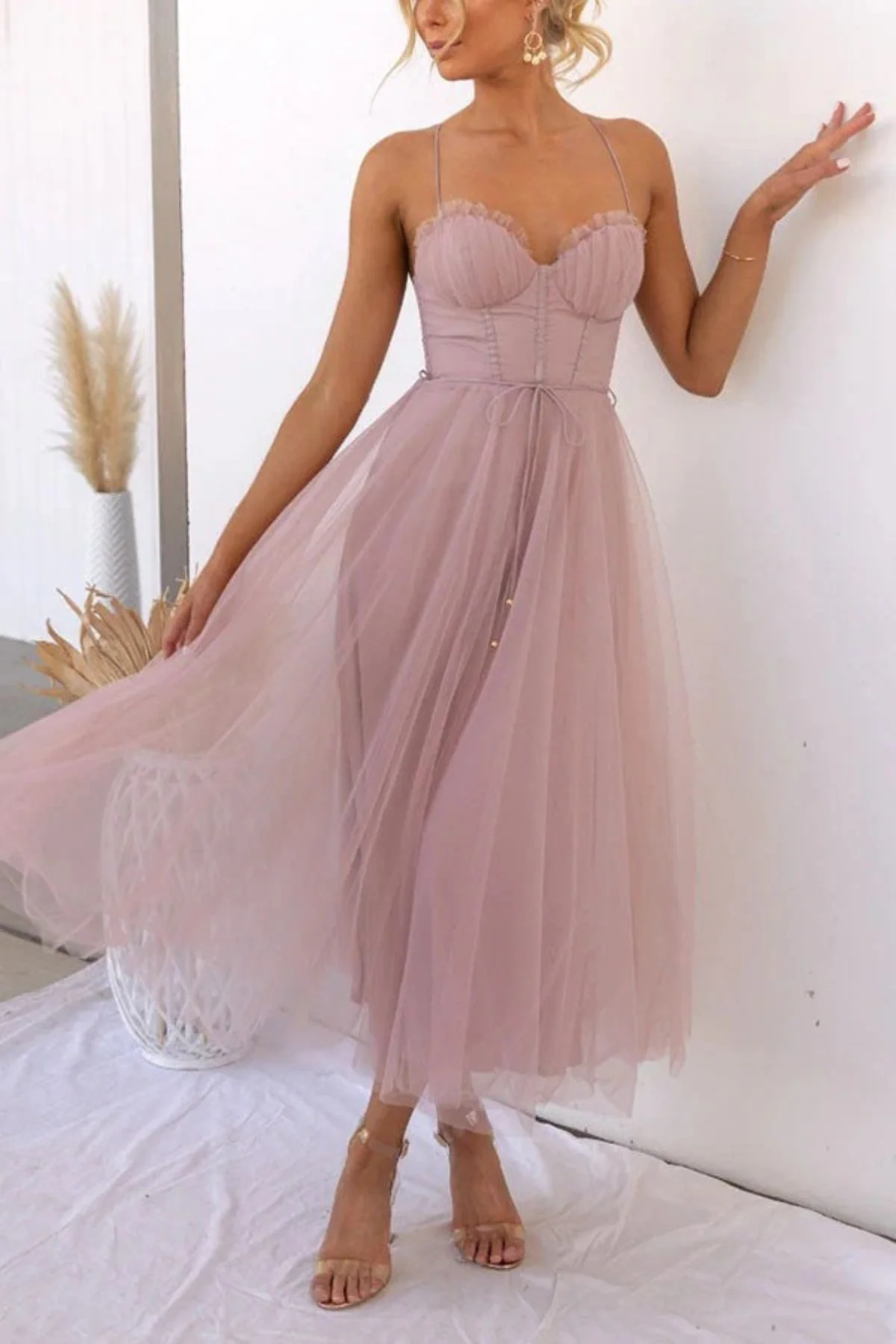 Damen elegantes fließendes Kleid für Hochzeitsgäste | Midi - Image 12