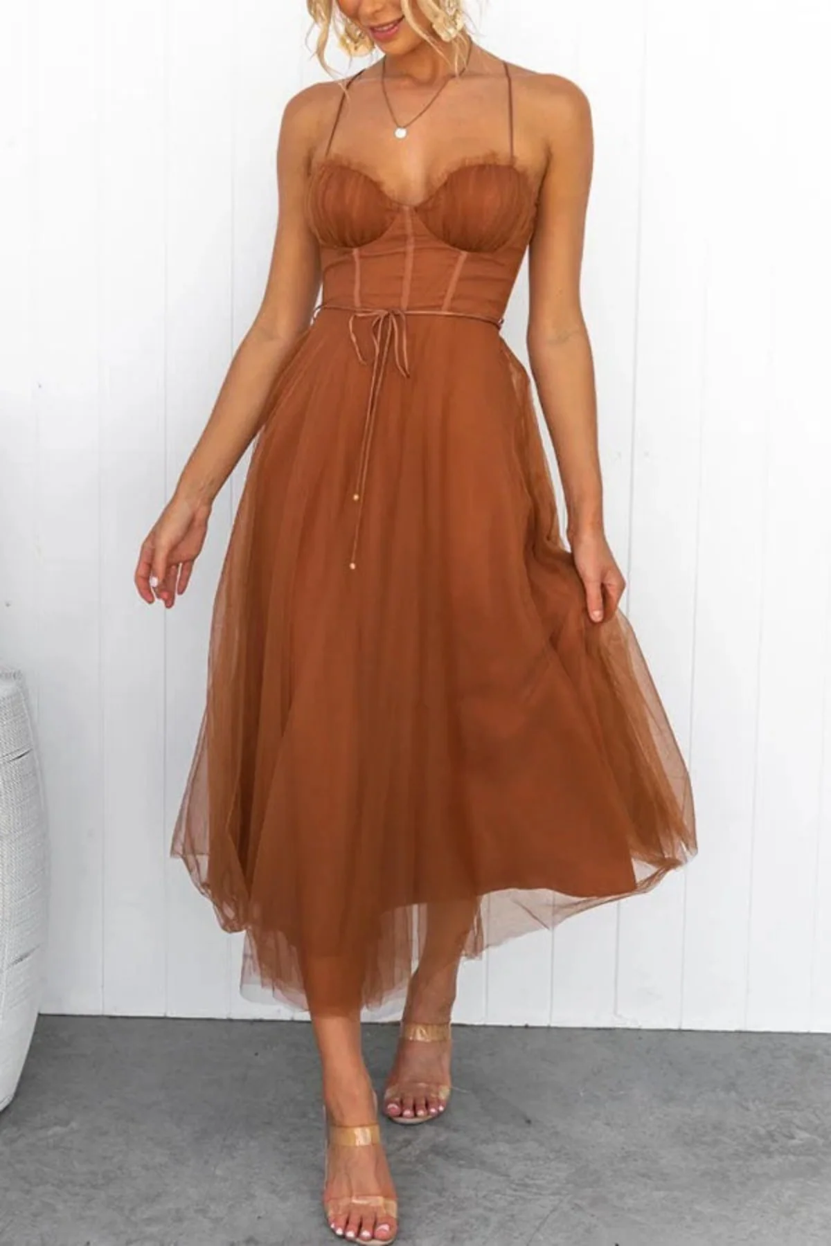 Damen elegantes fließendes Kleid für Hochzeitsgäste | Midi - Image 2
