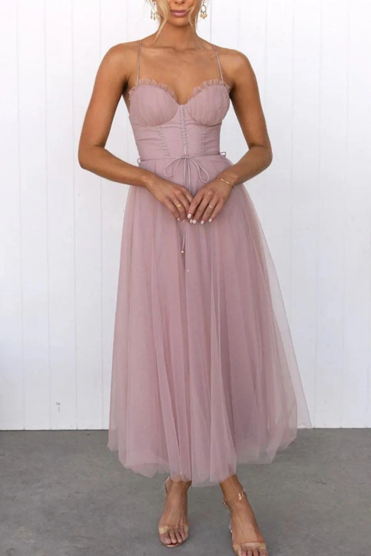 Damen elegantes fließendes Kleid für Hochzeitsgäste | Midi - Image 3