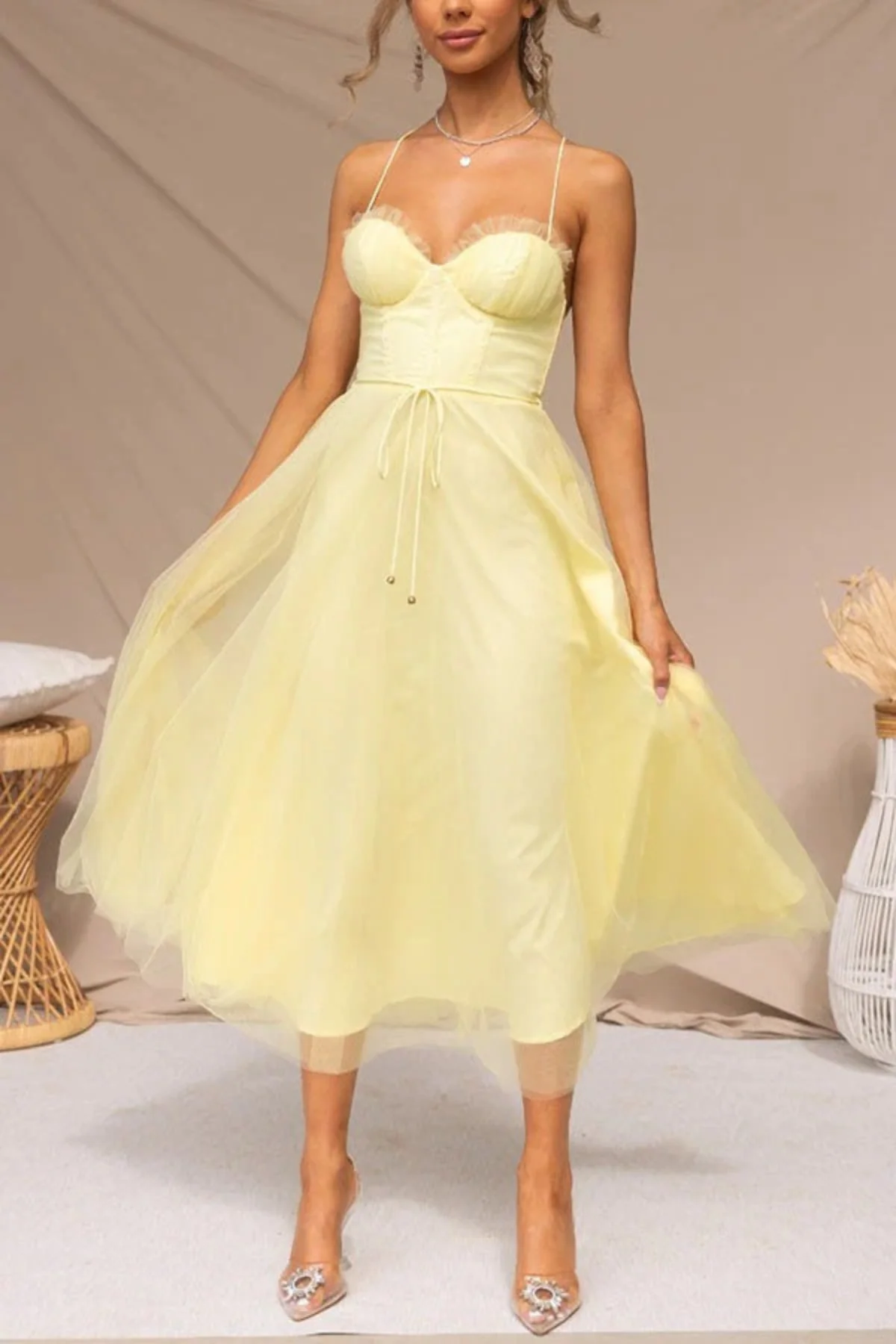 Damen elegantes fließendes Kleid für Hochzeitsgäste | Midi - Image 5