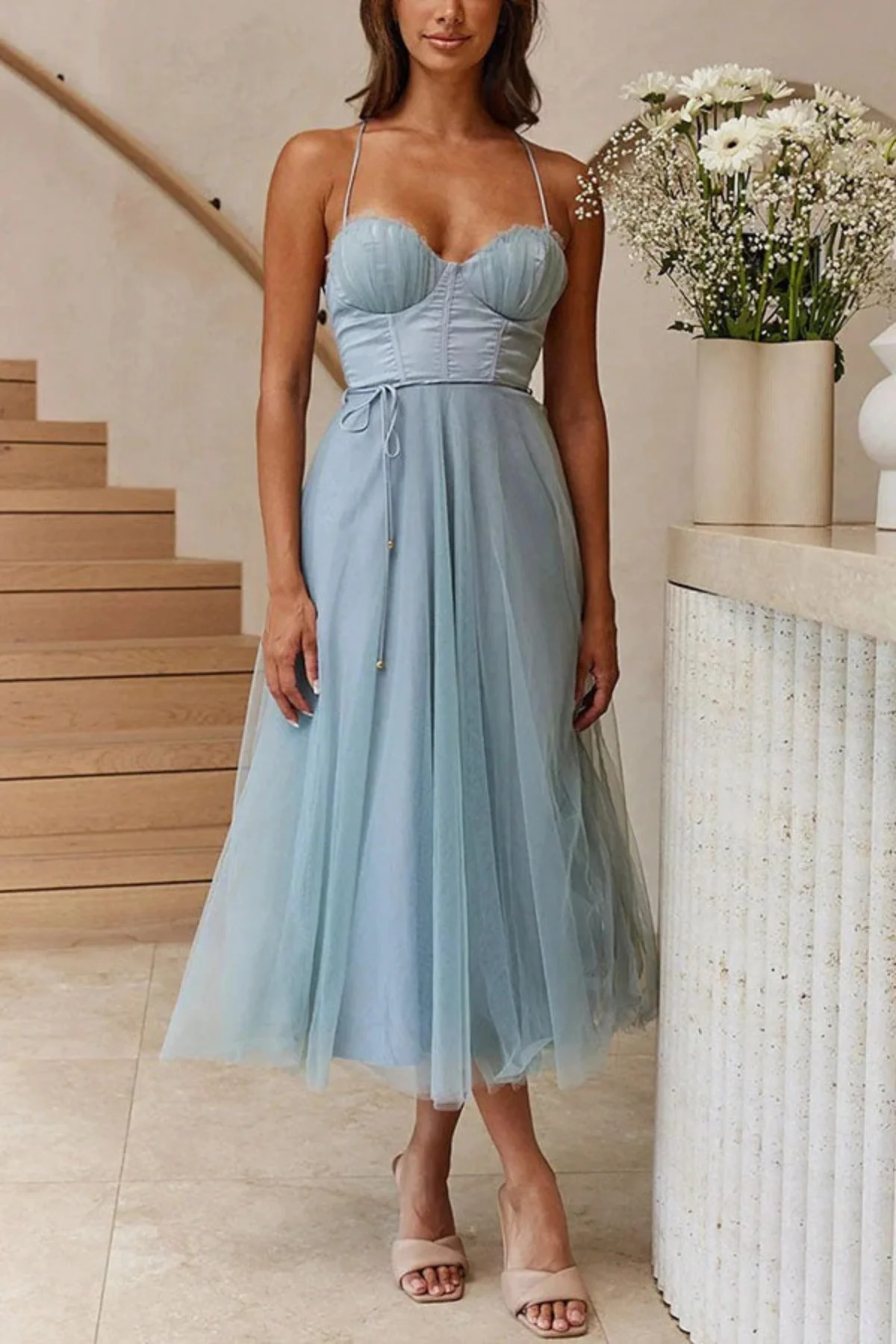 Damen elegantes fließendes Kleid für Hochzeitsgäste | Midi - Image 6