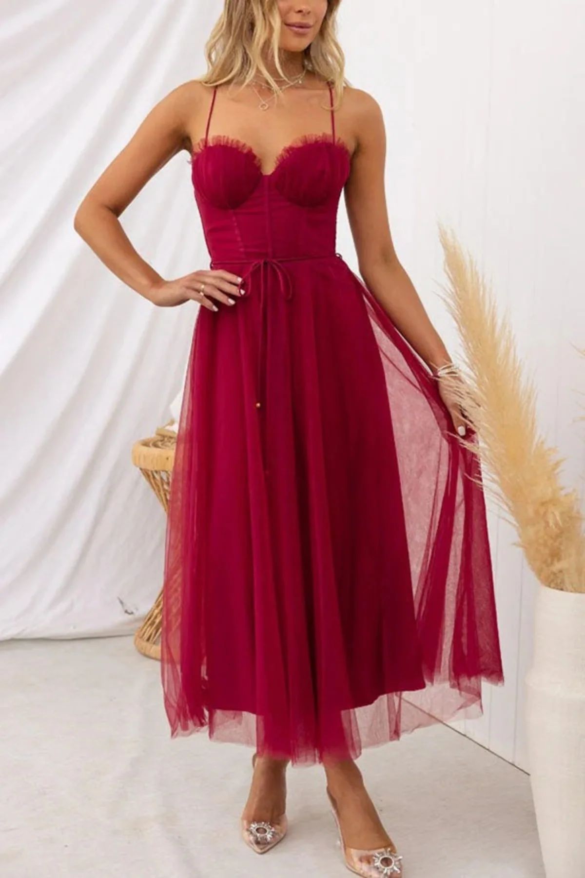 Damen elegantes fließendes Kleid für Hochzeitsgäste | Midi - Image 8