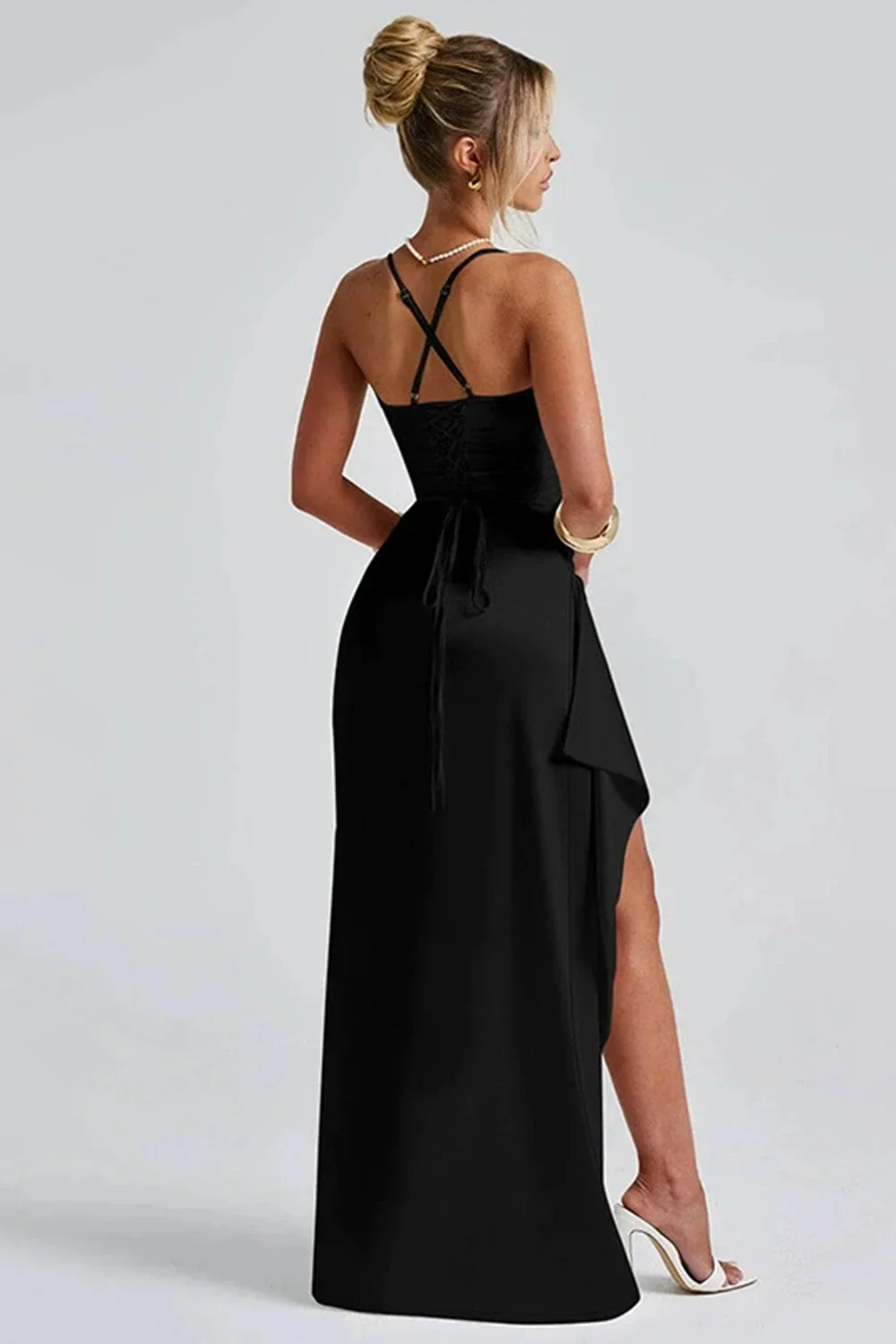 Damen elegantes Kleid für Hochzeitsgäste mit Schlitz | Maxi - Image 4