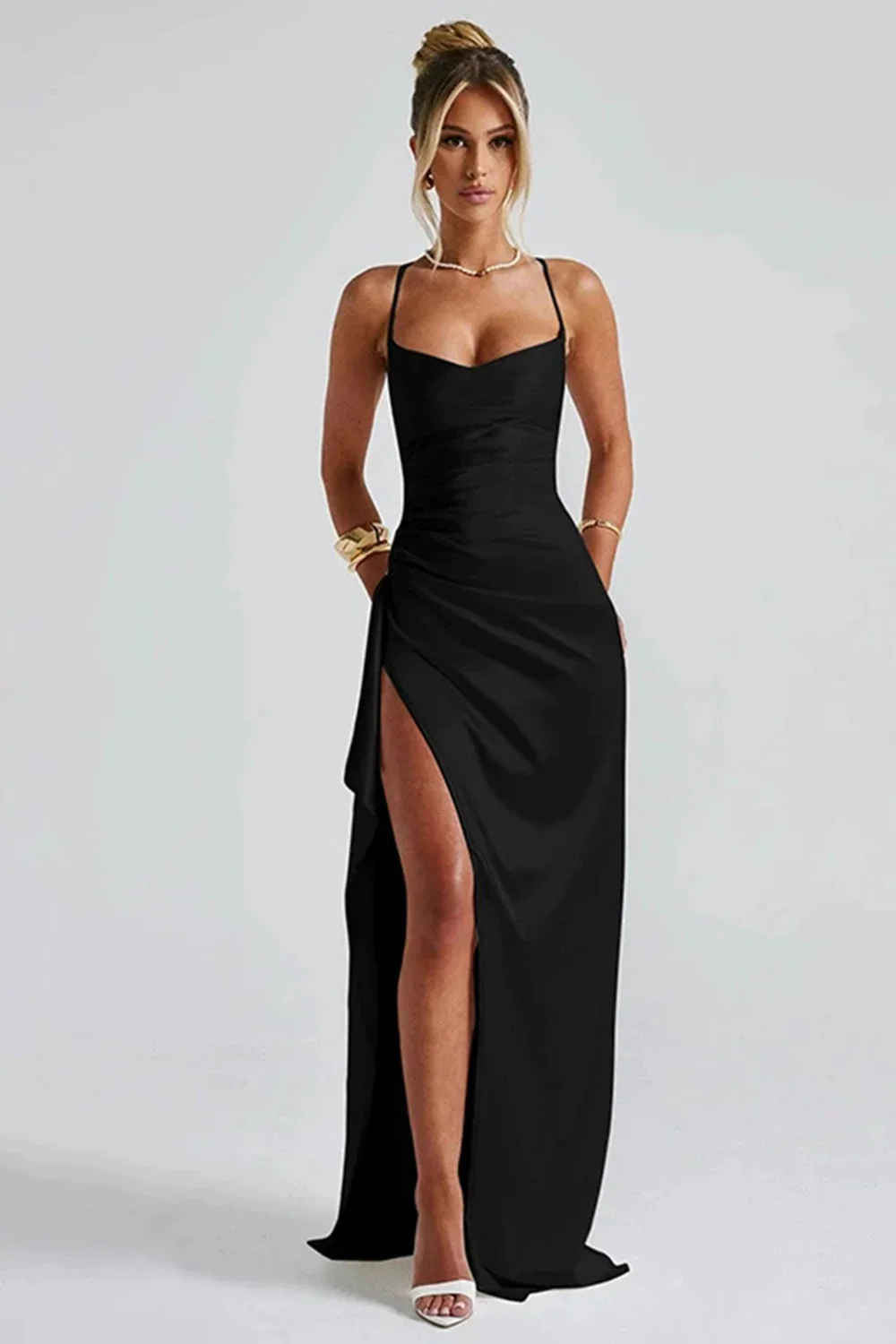 Damen elegantes Kleid für Hochzeitsgäste mit Schlitz | Maxi - Image 7