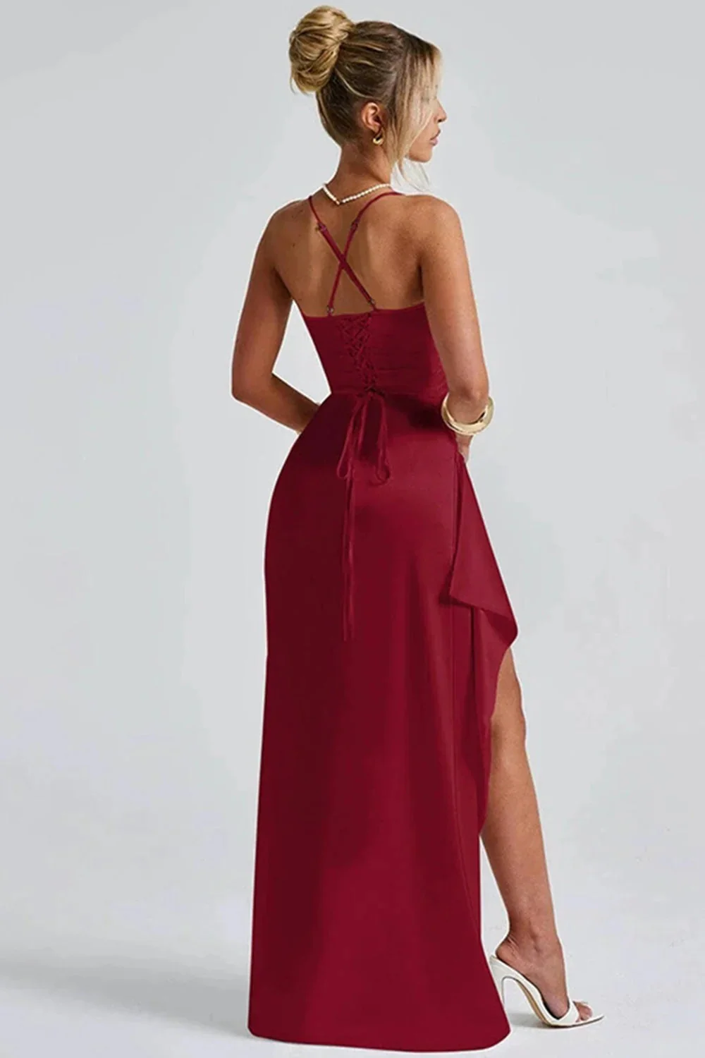 Damen elegantes Kleid für Hochzeitsgäste mit Schlitz | Maxi - Image 8