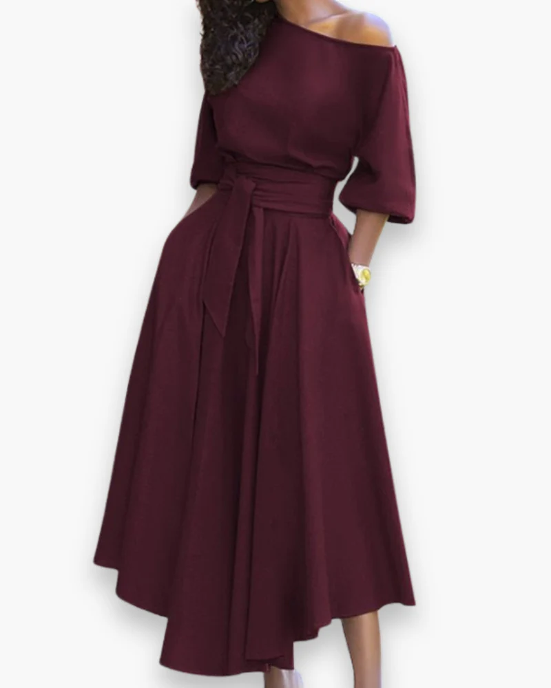 Damen Elegantes Kleid mit Gürtel | Midi - Image 2