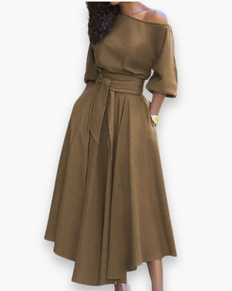Damen Elegantes Kleid mit Gürtel | Midi - Image 3