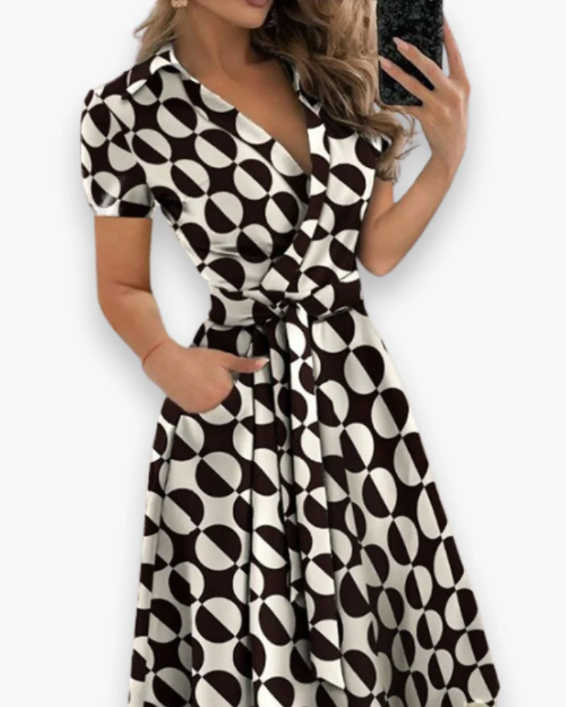 Damen Elegantes Kleid mit Gürtel | Midi - Image 6