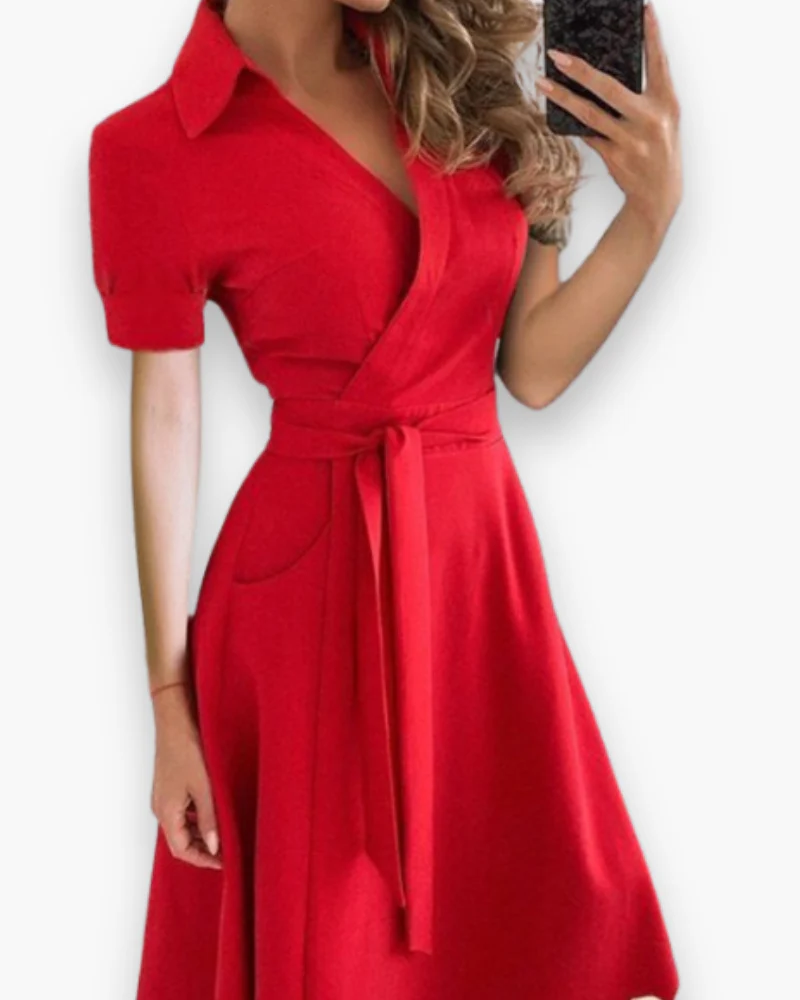 Damen Elegantes Kleid mit Gürtel | Midi - Image 8