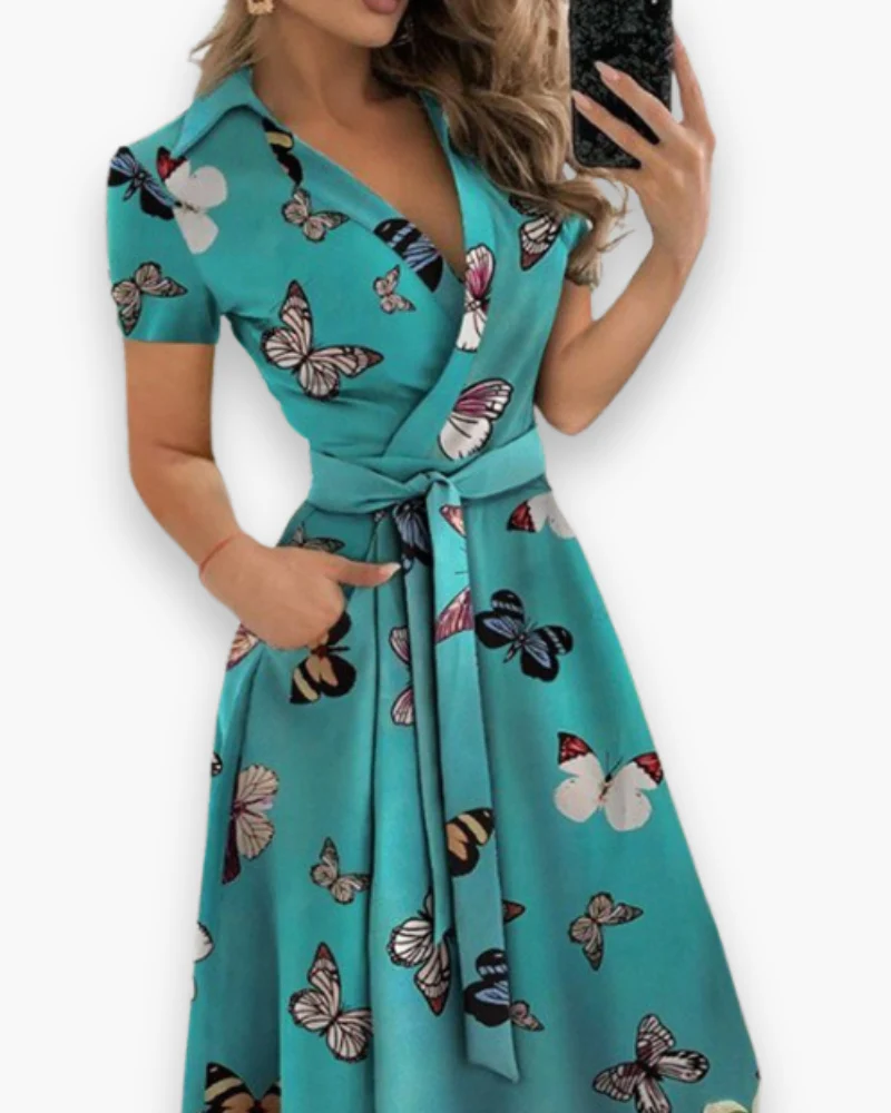 Damen Elegantes Kleid mit Gürtel | Midi - Image 9