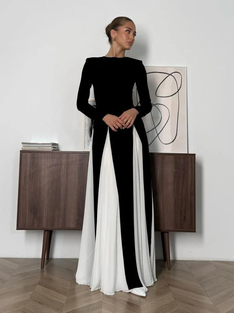 Damen elegantes langärmliges Vintage-Kleid | Maxi - Image 2