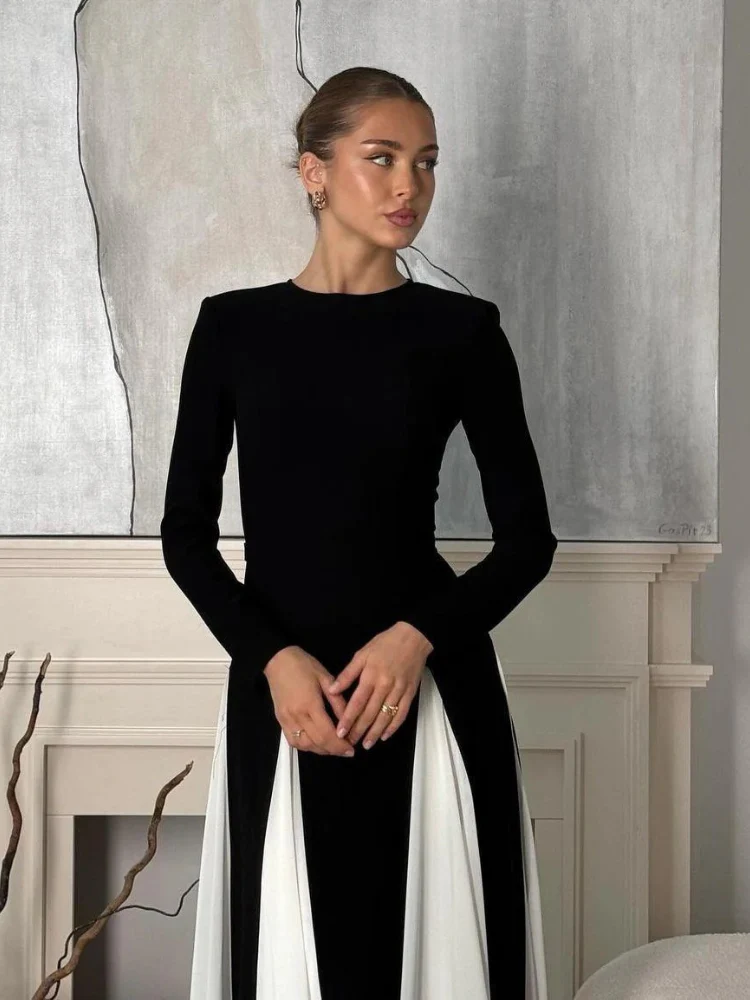 Damen elegantes langärmliges Vintage-Kleid | Maxi - Image 3