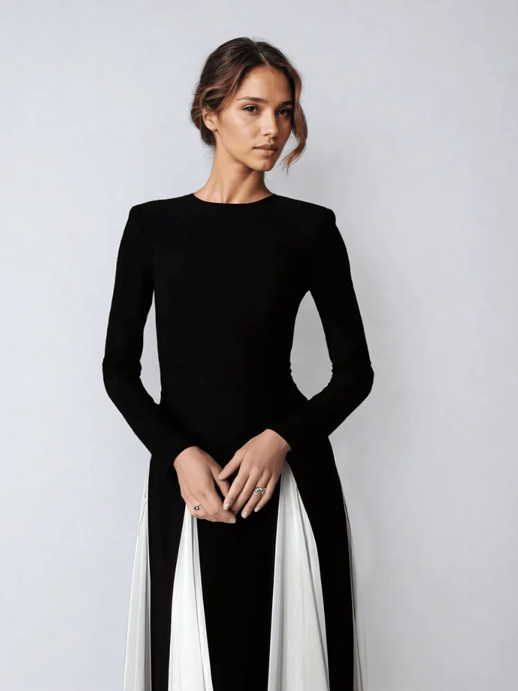 Damen elegantes langärmliges Vintage-Kleid | Maxi - Image 6