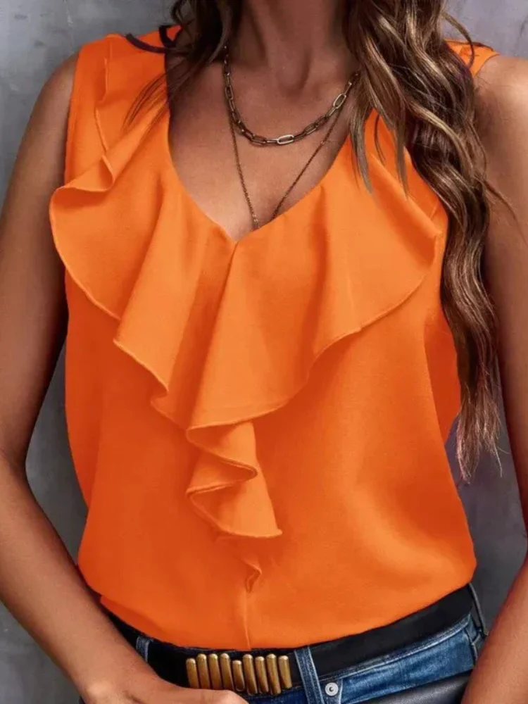 Damen elegantes Oberteil mit V-Ausschnitt | Ärmellos - Image 4