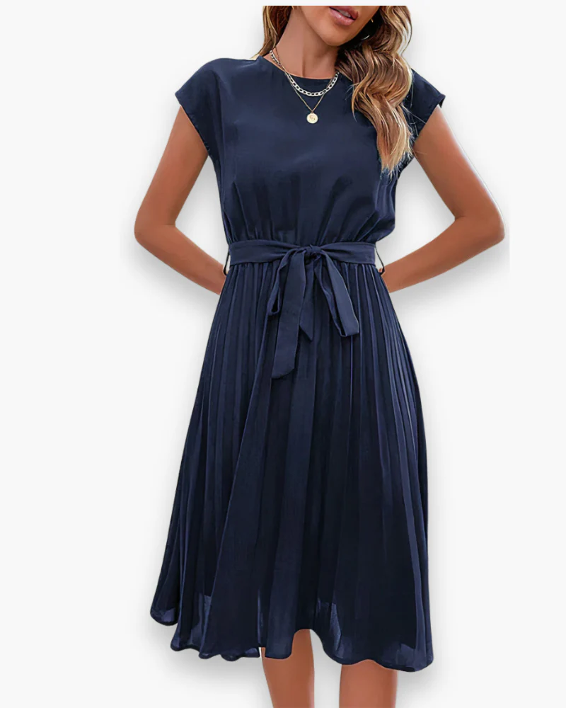 Damen Elegantes Plissee Kleid | Taille Schleife - Image 3