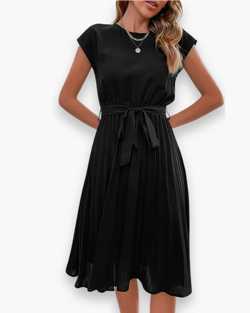 Damen Elegantes Plissee Kleid | Taille Schleife - Image 4
