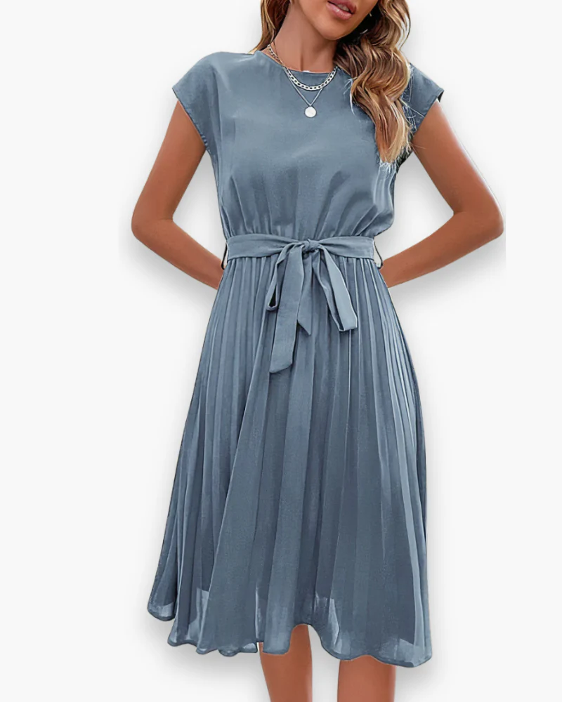 Damen Elegantes Plissee Kleid | Taille Schleife - Image 5
