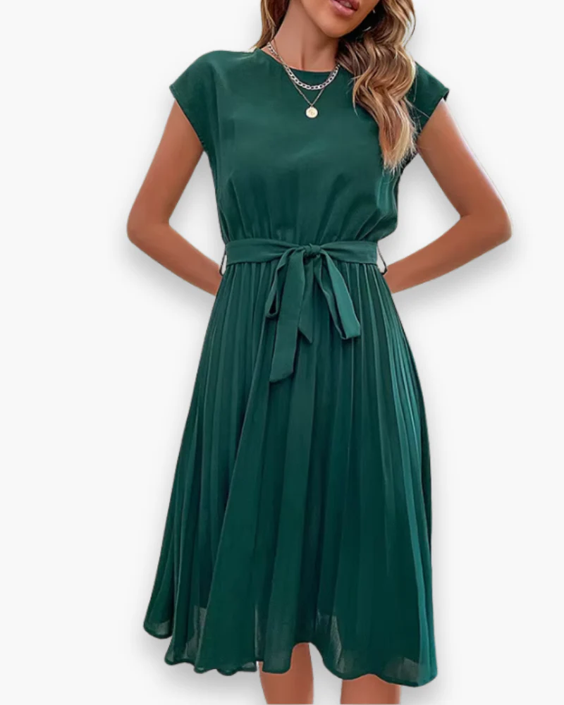 Damen Elegantes Plissee Kleid | Taille Schleife - Image 6