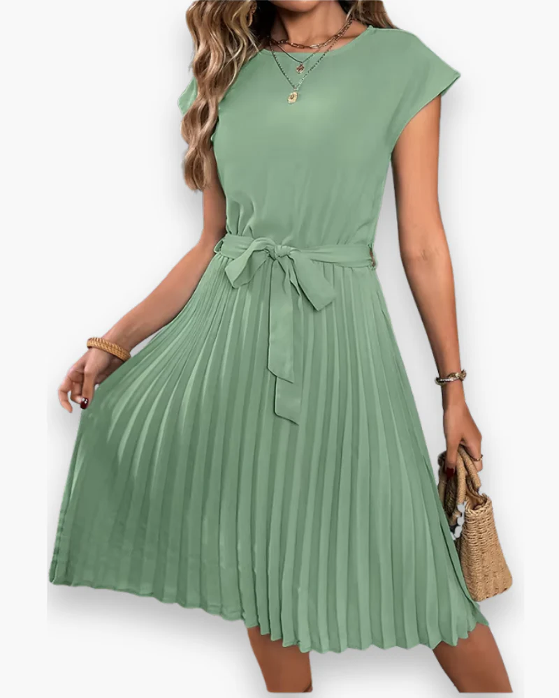 Damen Elegantes Plissee Kleid | Taille Schleife - Image 8