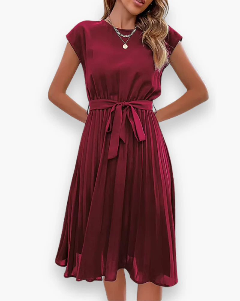 Damen Elegantes Plissee Kleid | Taille Schleife - Image 9