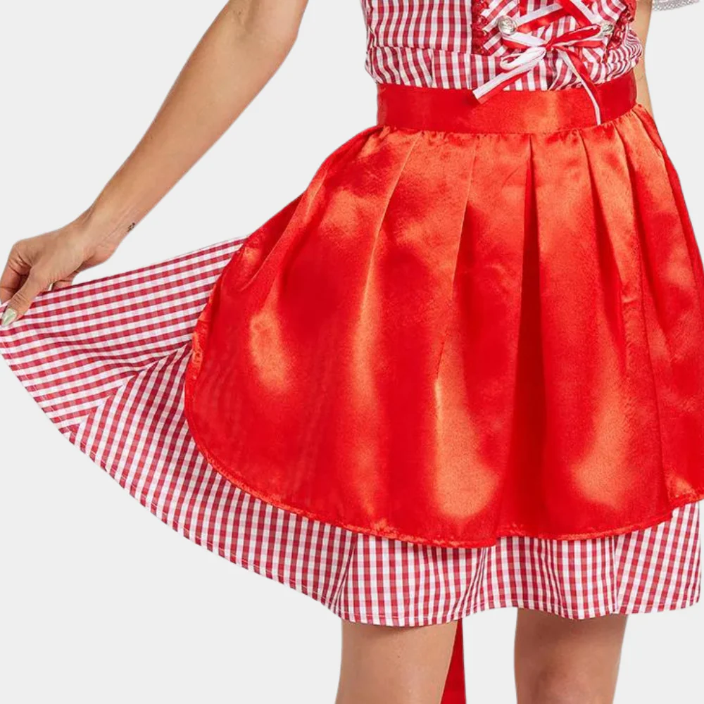 Damen Elegantes Rot Oktoberfest Dirndl Kleid - Image 4