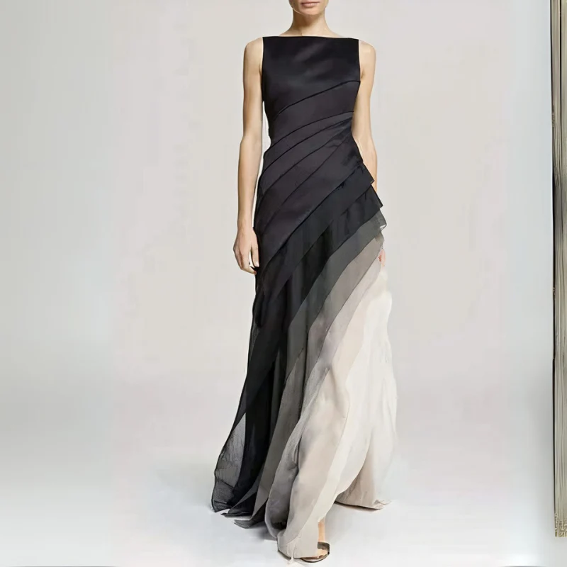 Damen elegantes schwarz-weißes Abendkleid | Maxi - Image 5