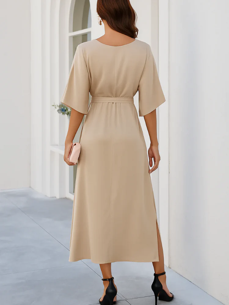 Damen elegantes Sommerkleid mit V-Ausschnitt | Midi - Image 3