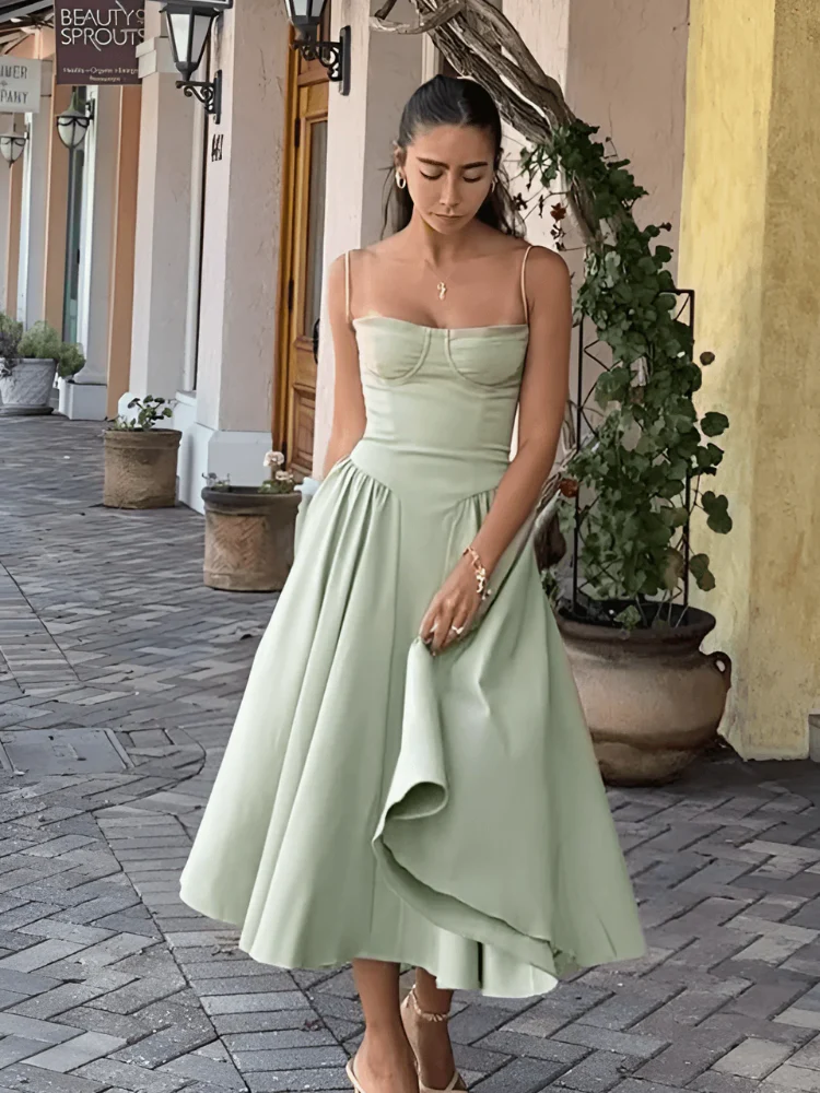 Damen elegantes Taillenformendes Sommerkleid | Midi - Image 3