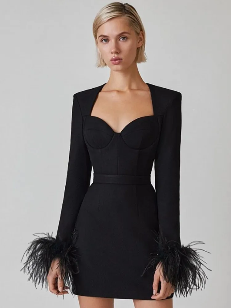 Damen Feder Bodycon-Minikleid - Image 7