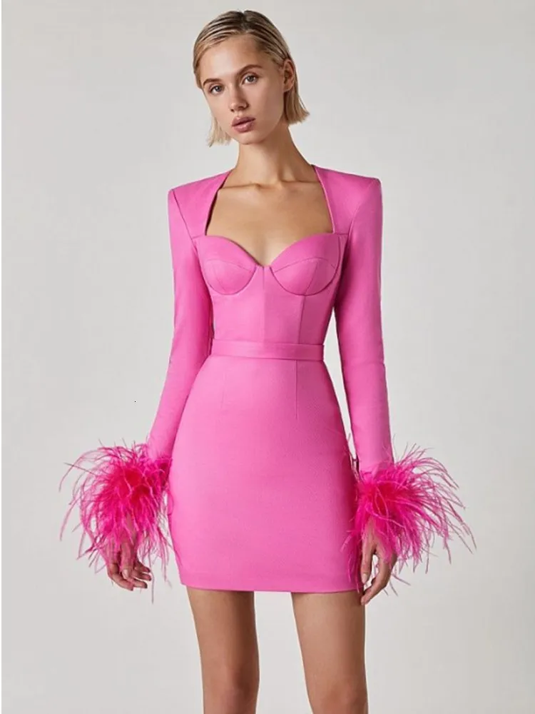 Damen Feder Bodycon-Minikleid - Image 9