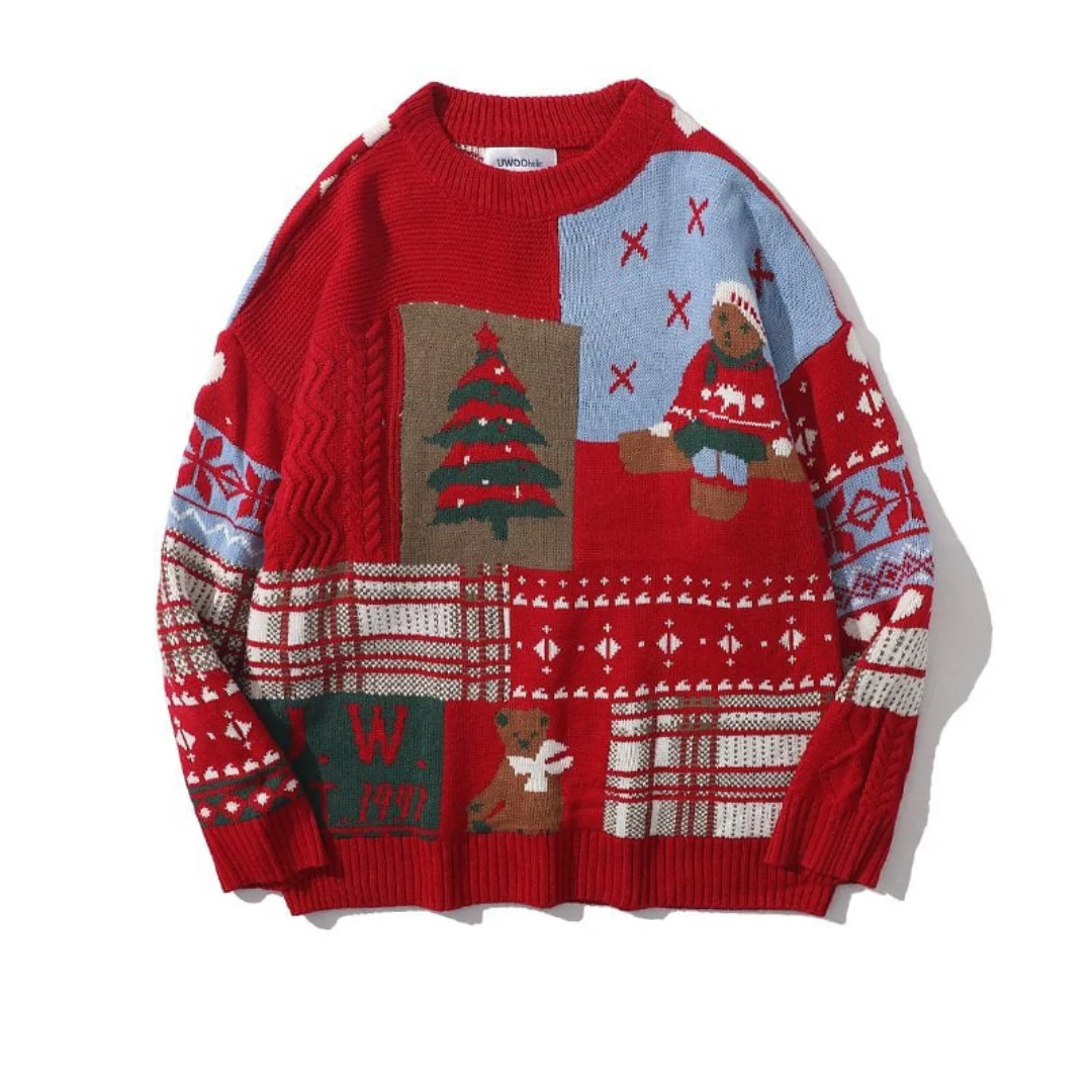 Damen Festlicher Weihnachtspullover Bärenmotiv Gemütlicher Strick - Image 2