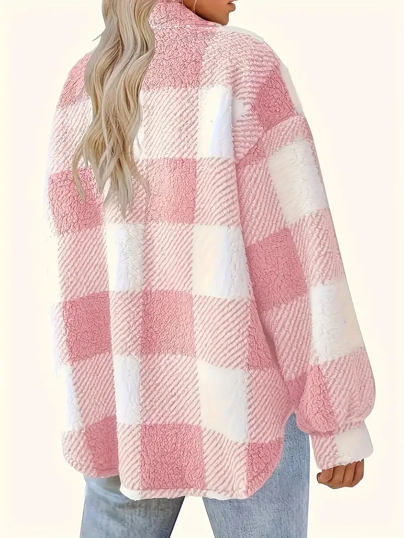Damen Fleece Jacke mit Karomuster | Warme - Image 3