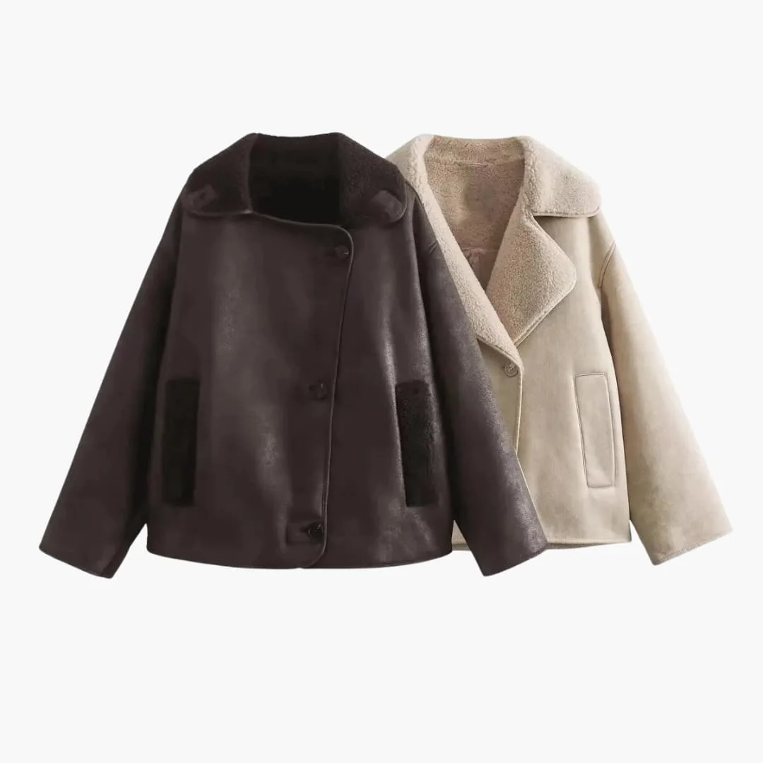 Damen Fleece jacke mit Reverskragen und Fronttaschen - Image 2