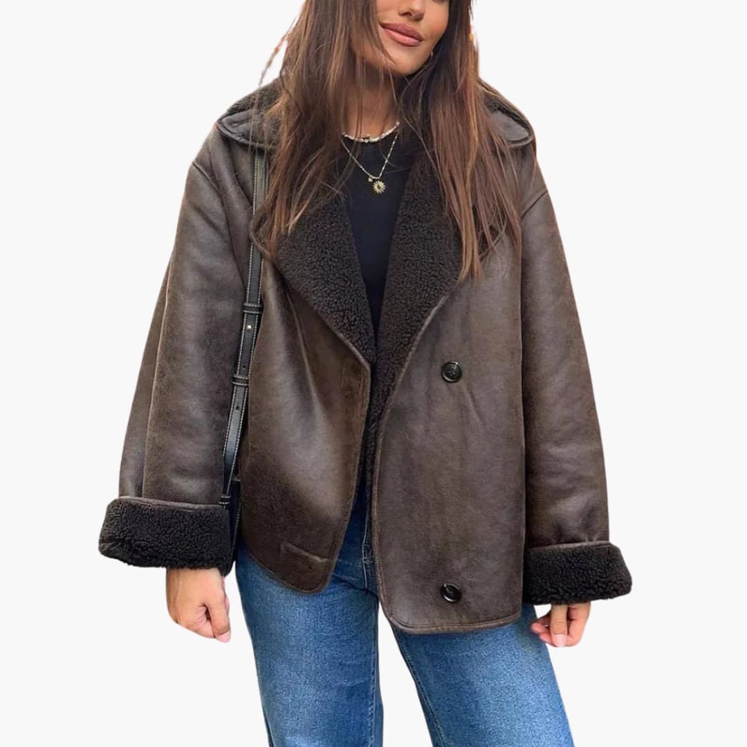 Damen Fleece jacke mit Reverskragen und Fronttaschen - Image 4