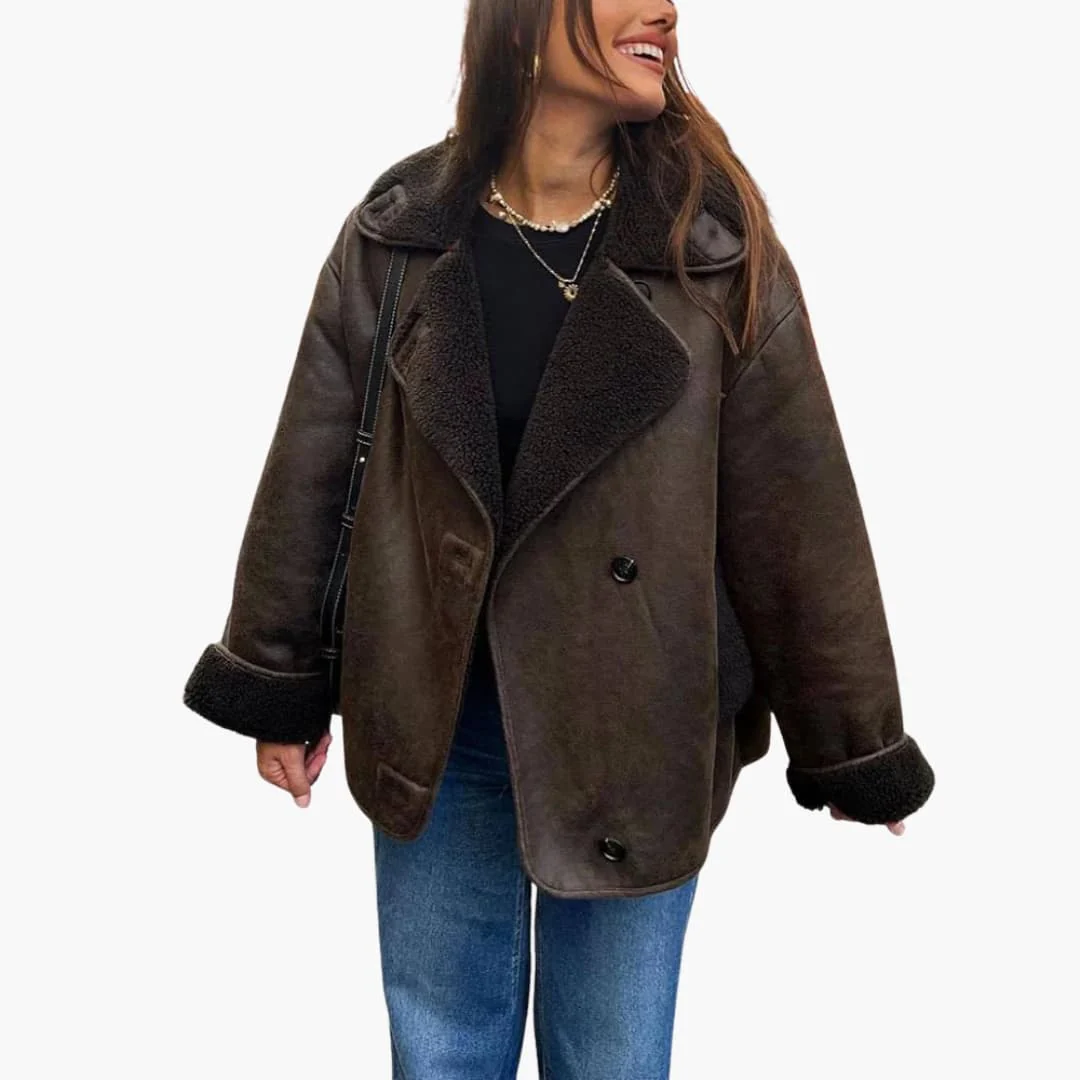 Damen Fleece jacke mit Reverskragen und Fronttaschen - Image 5