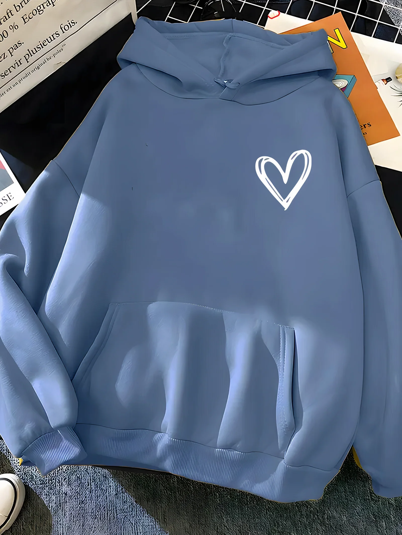 Damen Freizeit Kapuzenpullover mit Herz | Lockere Passform - Image 6