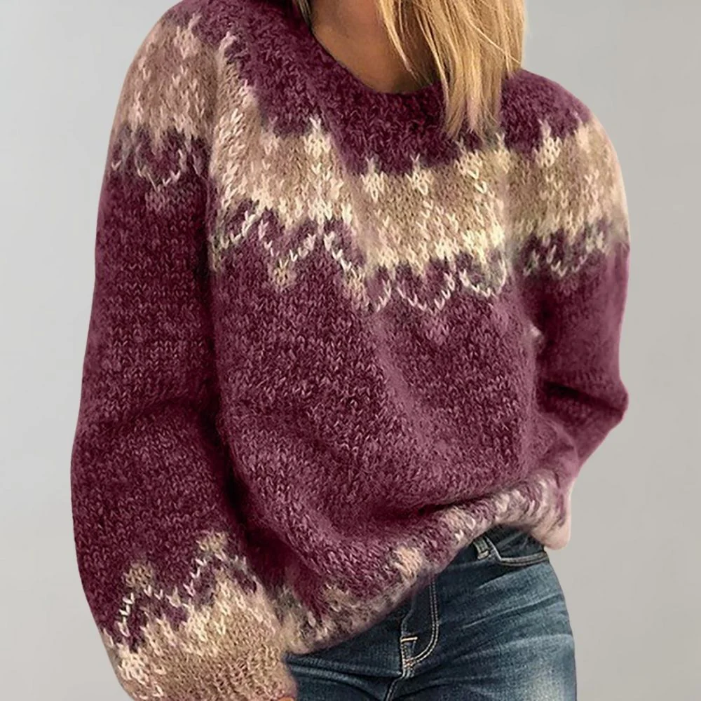 Damen Gemütlich Grobstrickpullover | Rundhalsausschnitt - Image 3