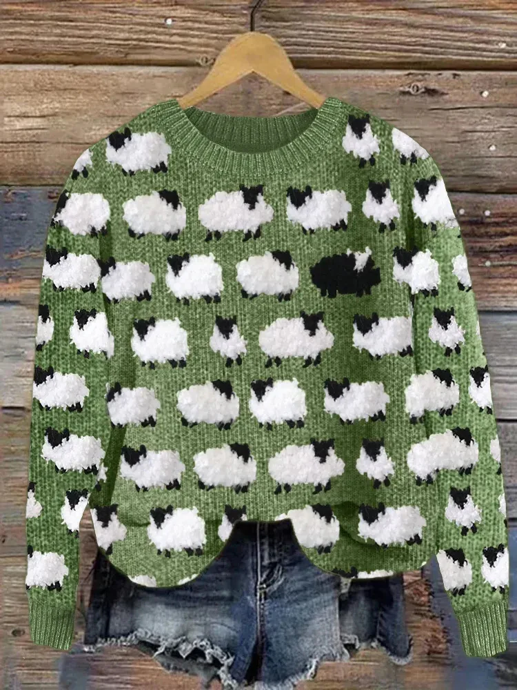 Damen gemütlicher Vintage-Schafpullover | Gestrickt - Image 3
