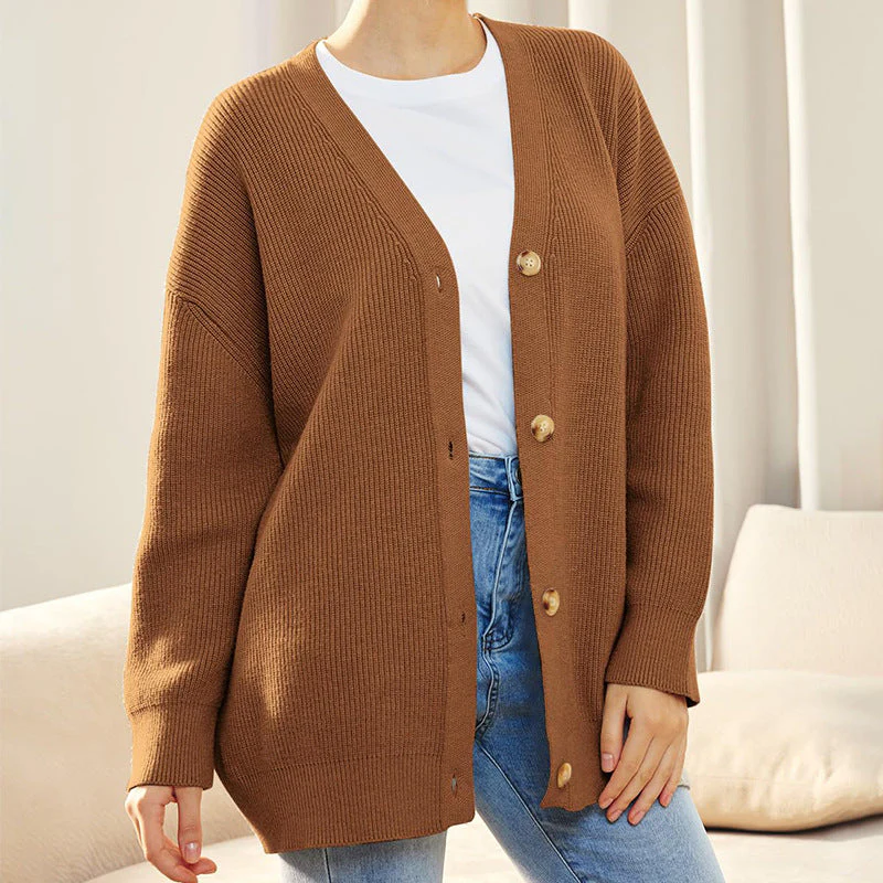 Damen Gerippt Knopf Daunen Strickjacke | Übergröße - Image 18