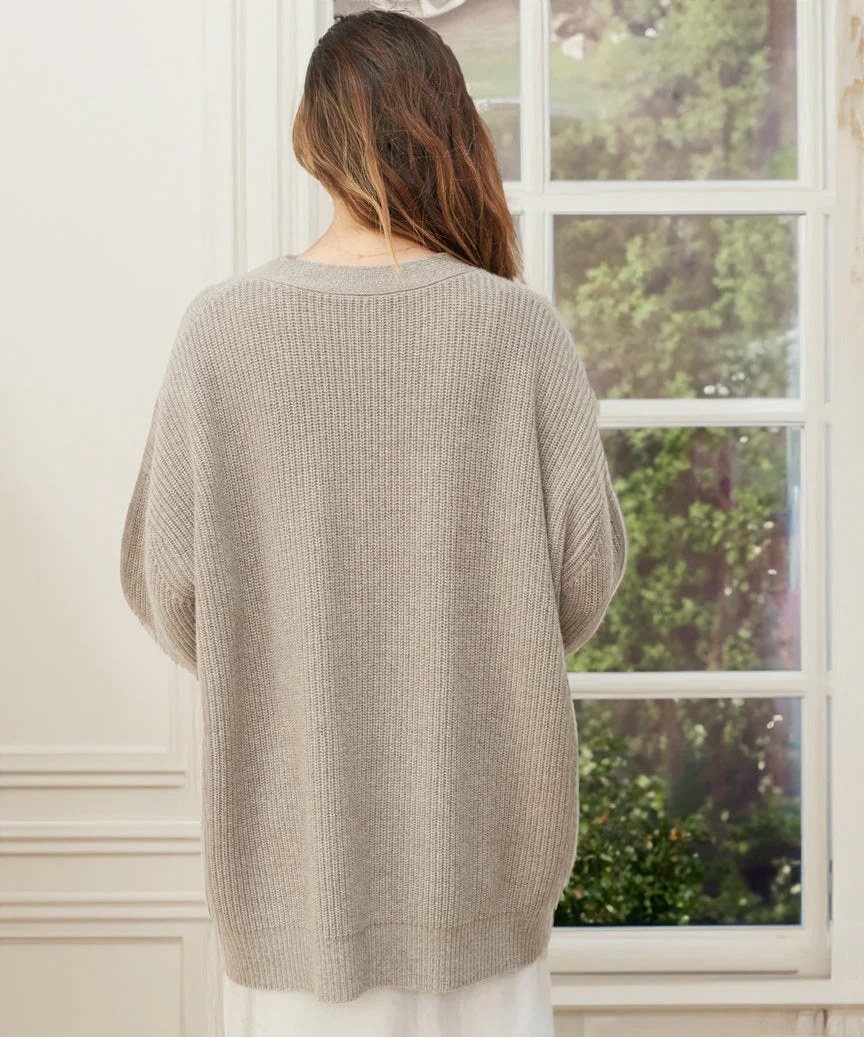 Damen Gerippt Knopf Daunen Strickjacke | Übergröße - Image 4