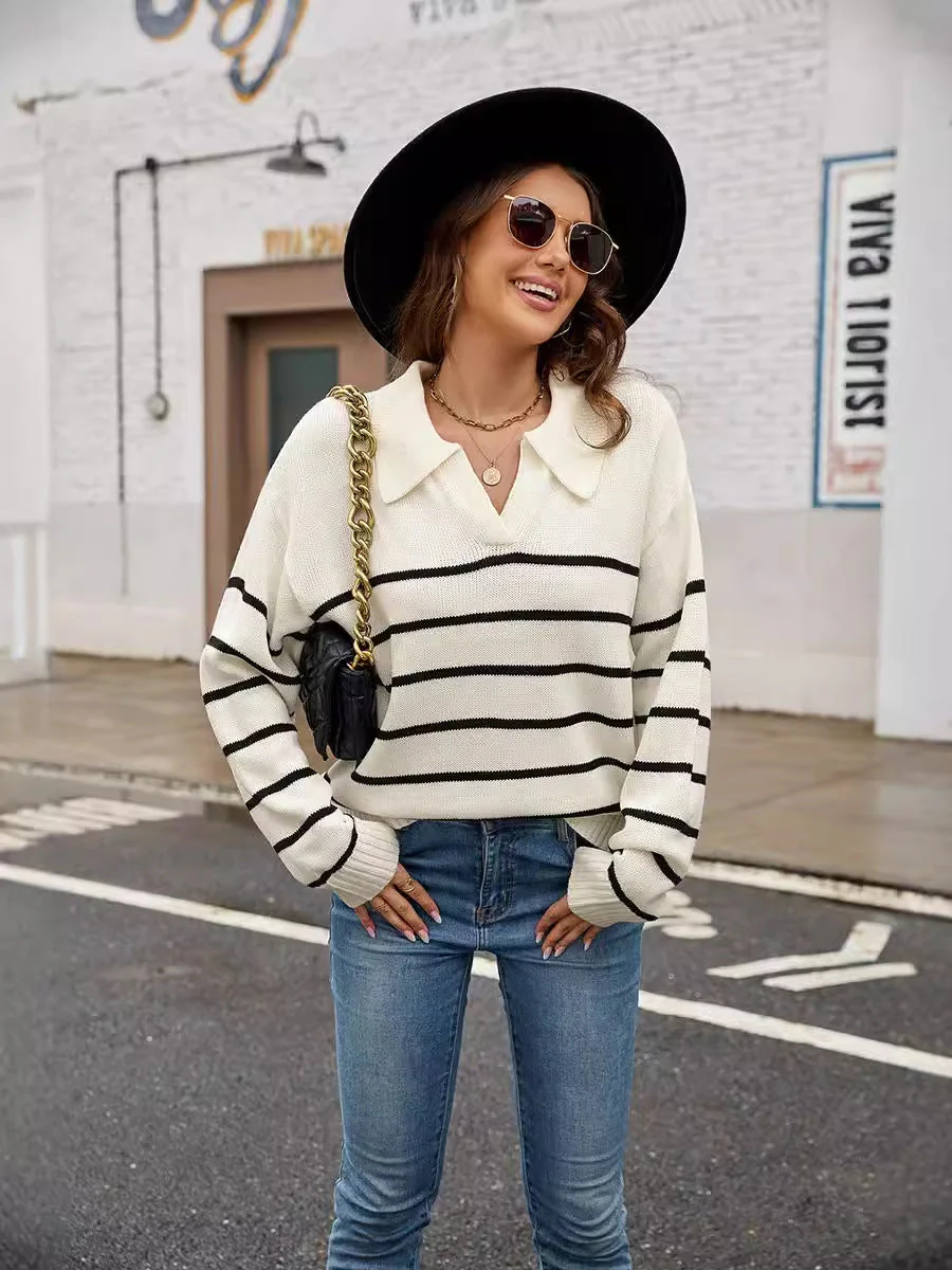 Damen GESTREIFTER PULLOVER | MODERNER STIL, KOMFORTABEL, VIELSEITIG - Image 3
