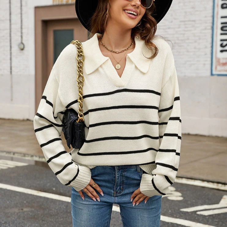 Damen GESTREIFTER PULLOVER | MODERNER STIL, KOMFORTABEL, VIELSEITIG - Image 4