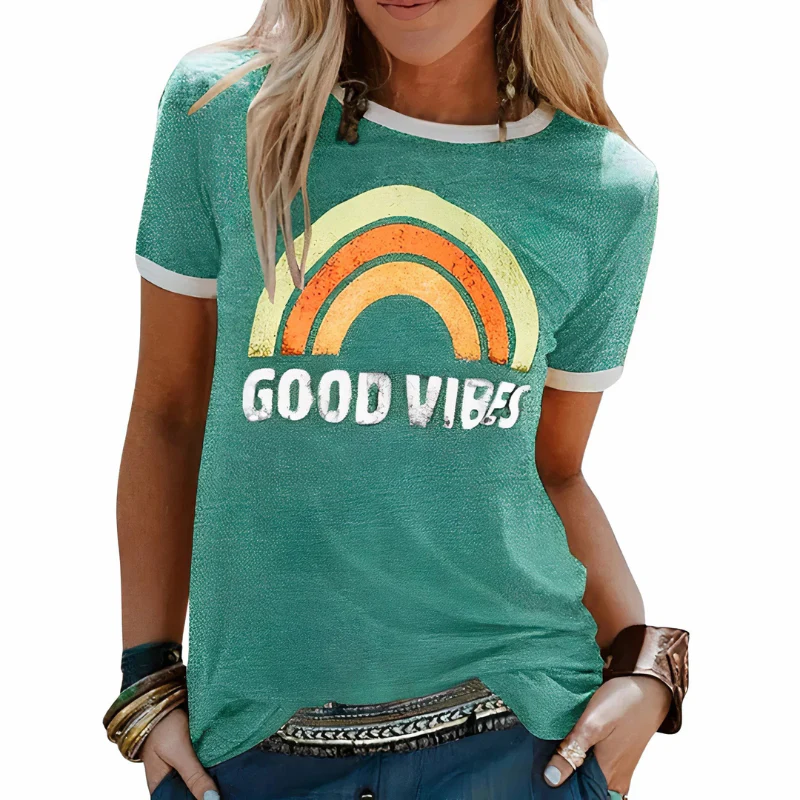Damen Good-Vibes-T-Shirt | Kurzarm - Image 5