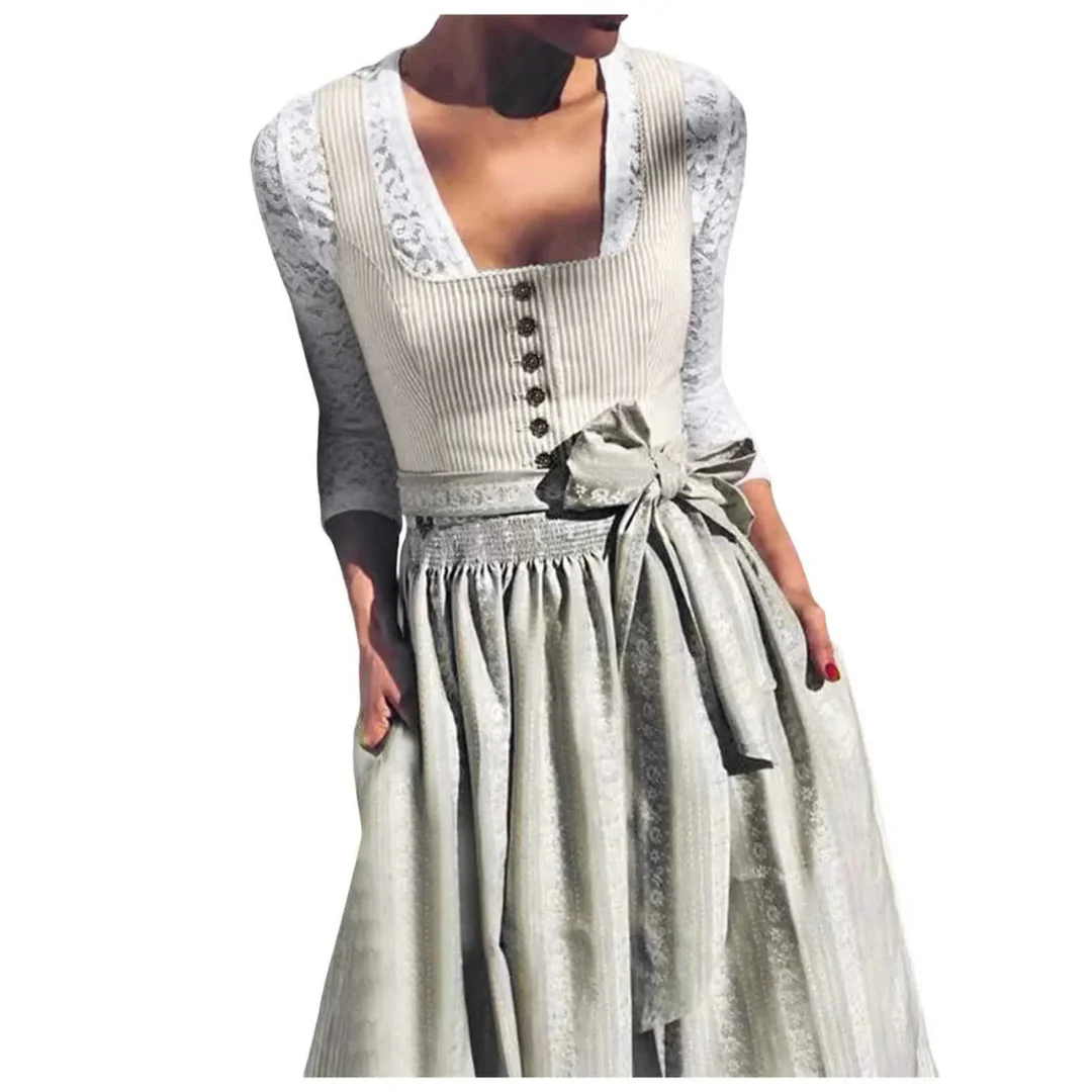 Damen Grau Oktoberfest Dirndl Kleid - Image 2