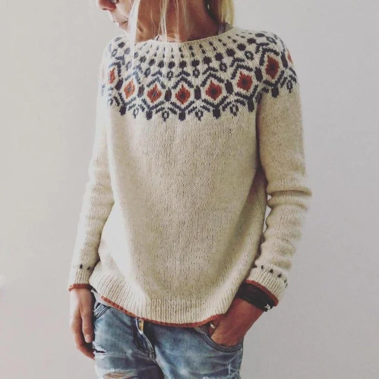 Damen Grobstrickpullover mit Geometrischem Muster | Winter - Image 3