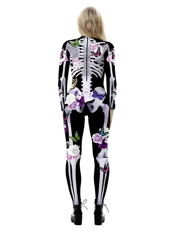 Damen Halloween-Jumpsuit mit Skelett-Print | Langarm & Einteiler - Image 2