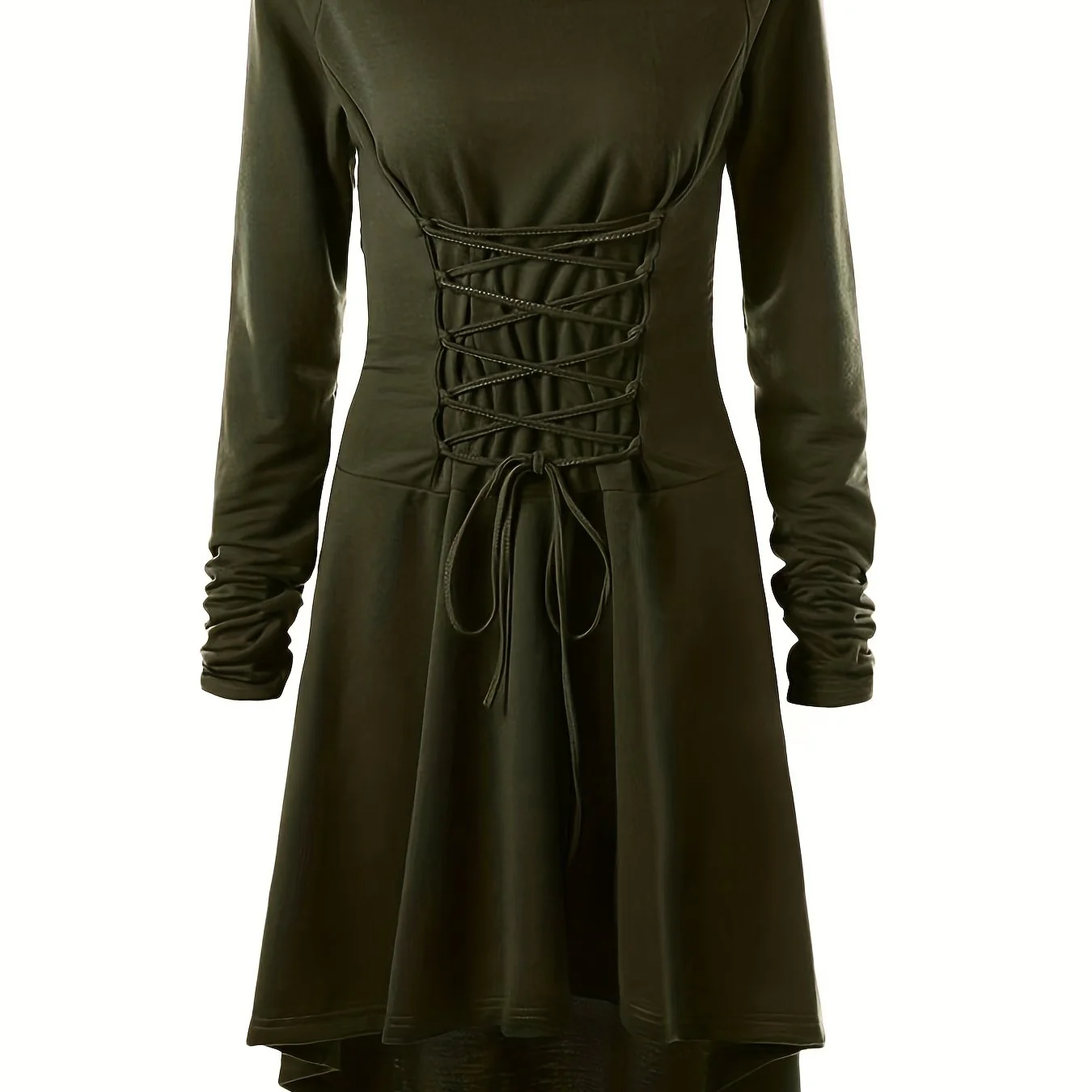 Damen Halloween-Kleid mit Kapuze | Schnürung & Asymmetrischer Saum - Image 3