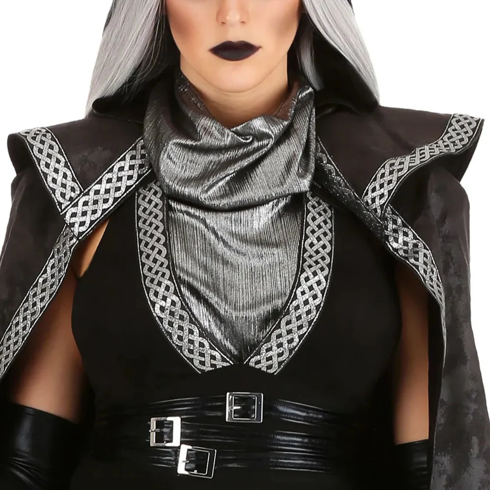 Damen Halloween-Kostüm Zauberin mit Kapuze | Umhang & Taillierter Body - Image 3