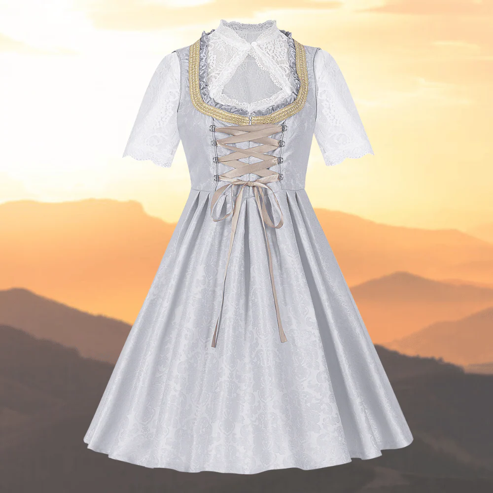 Damen Hellgrau Oktoberfest Dirndl Kleid - Image 2